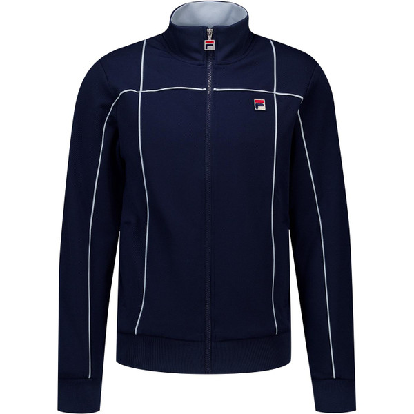 Fila Vintage Mens Armando Contrast Piping Detail Zip Track Top in Navy