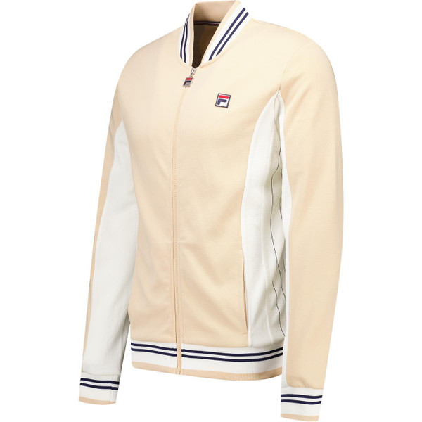 Fila Vintage Mens Settanta Zip Track Jacket in Classic Beige and Gardenia