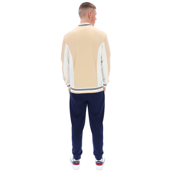 Back of Fila Vintage Mens Settanta Zip Track Jacket in Classic Beige and Gardenia