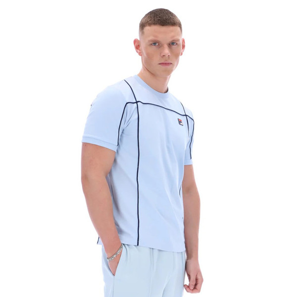 Fila Vintage Terri Contrast Piping Tee in Skyway -  Model Side On