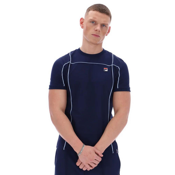 Fila Vintage Terri Contrast Piping Tee in Fila Navy - Main Image Model Front Facing