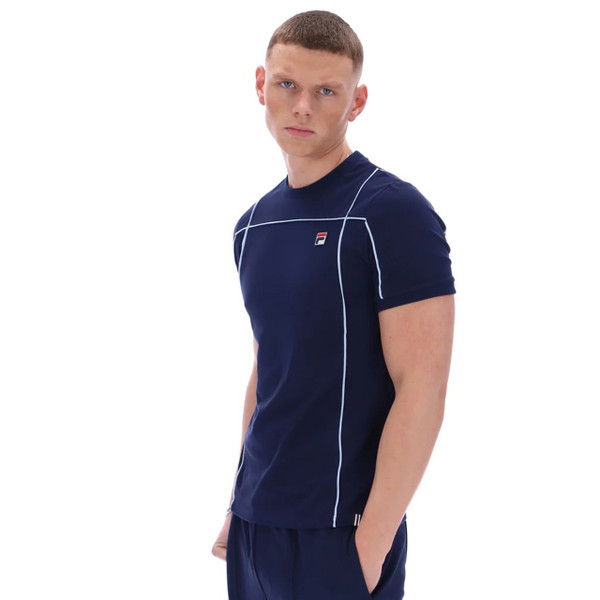Fila Vintage Terri Contrast Piping Tee in Fila Navy -  Model Side On