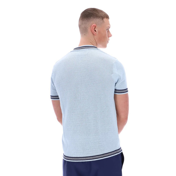 Fila Vintage Domenico Retro Crochet Knitted Shirt in Skyway - Model Back