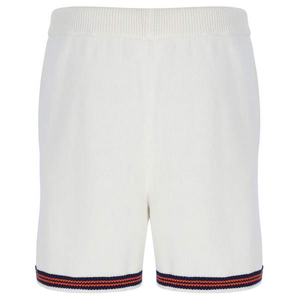 Back of Fila Vintage Clemente Crochet Knitted Contrast Tipped Shorts in Gardenia