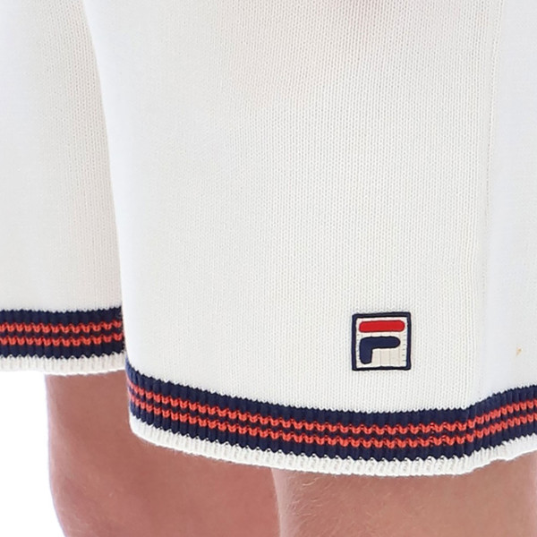Tipping on Fila Vintage Clemente Crochet Knitted Contrast Tipped Shorts in Gardenia
