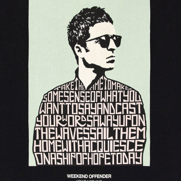 Print detail on Weekend Offender Camden Noel Gallagher Masterplan Oasis Graphic T-Shirt in Black