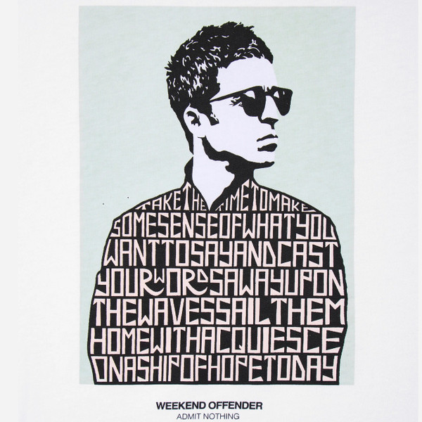 Weekend Offender Camden Gallagher Oasis Graphic Tee in White -  Close Up Graphic Print