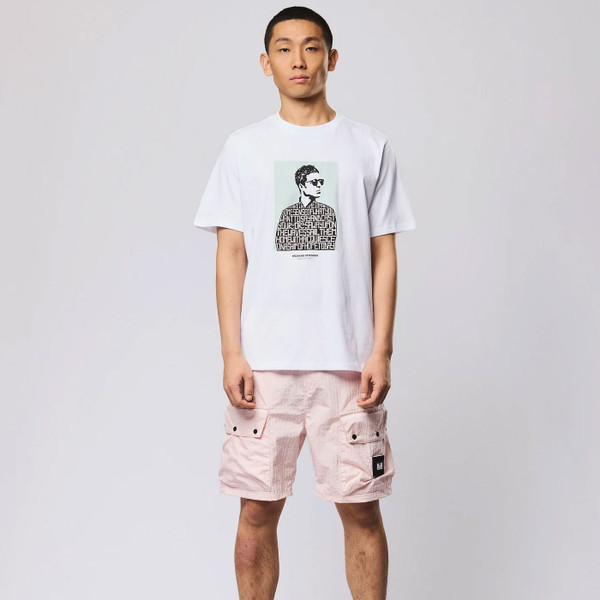 Man wearing Weekend Offender Camden Gallagher Oasis Graphic Tee in White
