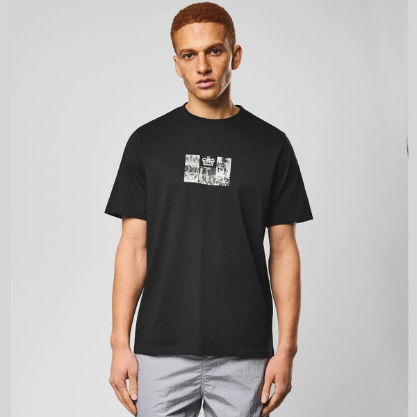Weekend Offender Albion Graphic Print Tee in Black - Model Front Facing