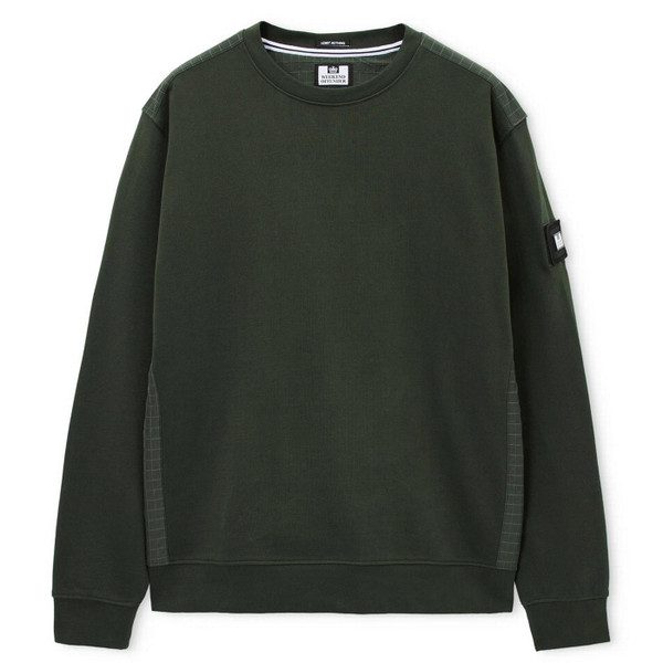 Weekend Offender F Bomb Ripstop Overlay Sweatshirt in Black Forest Green - Main Image Front Flat