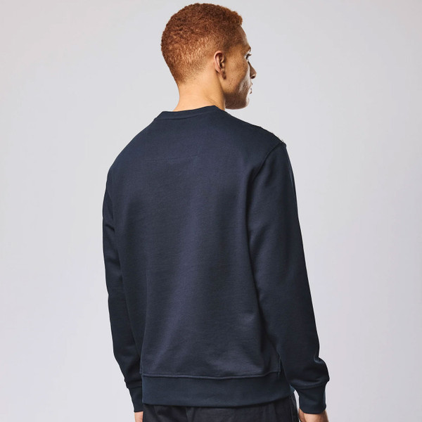 Back of Man wearing Weekend Offender Beida House Check Panel Sweatshirt in Navy