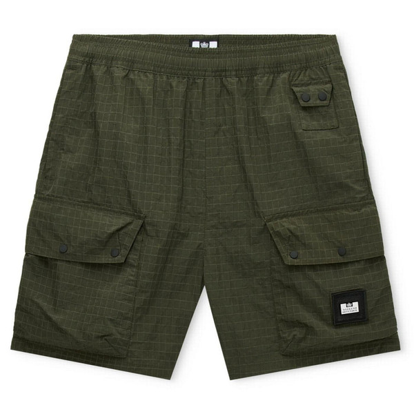 Weekend Offender Zemmouri Ripstop Cargo Shorts in Black Forest Green - Main Image Front Flat