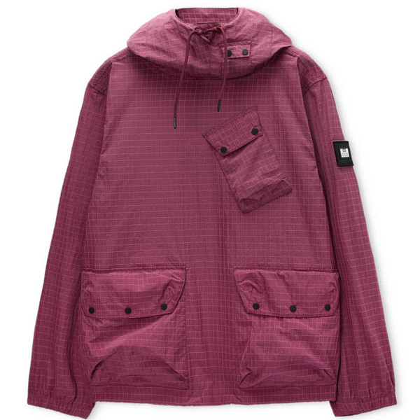 Weekend Offender Grohl Overhead Men's Ripstop Hooded Jacket in Kirsch - Main Image Front Flat