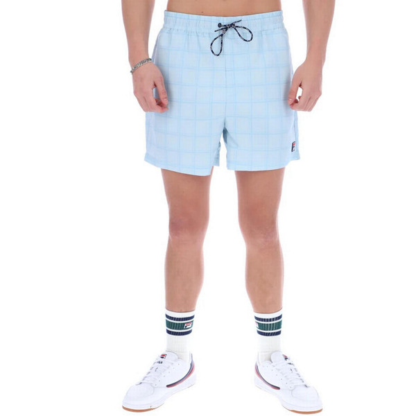 Fila Vintage Mariano Tonal Check Swim Shorts in Skyway - Main Image Model Front Facing