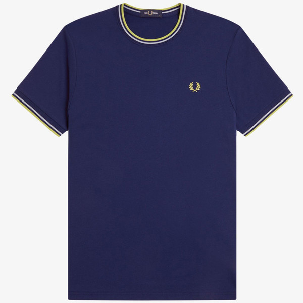 Fred Perry M1588 Twin Tipped Jersey Tee in French Navy
