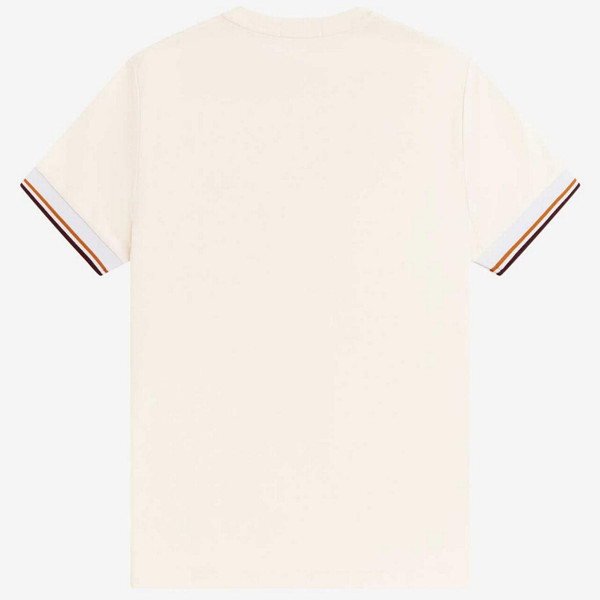 Fred Perry Men's Mod TWin Tipped Cuff Crew Neck T-shirt in Ecru - Back View