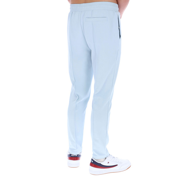 Back of Fila Vintage Mens Molveno Pin-Tuck Slim Leg Track Pants in Skyway Blue