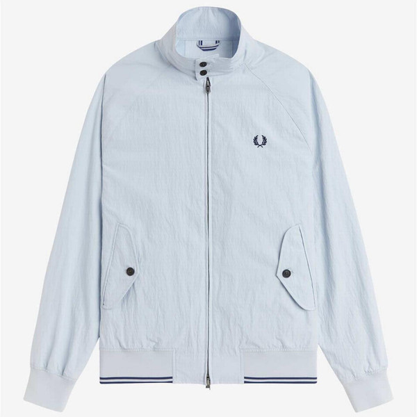 Fred Perry Men's Mod Crinkle Harrington Jacket in Dusky Blue - Main View