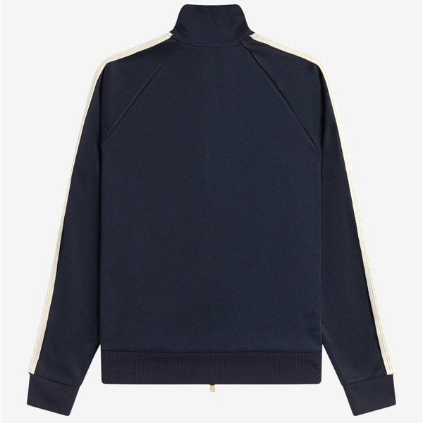 Fred Perry Men's Retro Cable Taped Sleeve Track Jacket in Navy - Back View