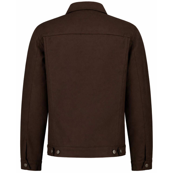 Madcap England Woburn Hopsack Men's 1960s Mod Western Trucker Jacket in Cocoa Brown - Back View