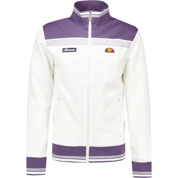 Ellesse Mens Vignola Retro Colour Block Zip Track Jacket in White and Lilac