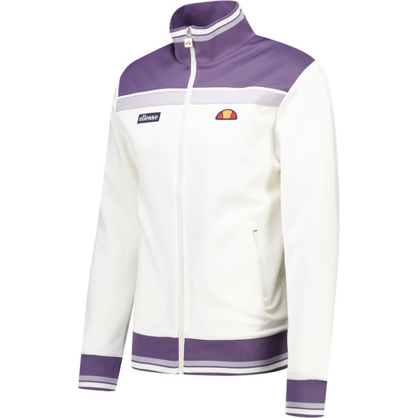 Ellesse Mens Vignola Retro Colour Block Zip Track Jacket in White and Lilac
