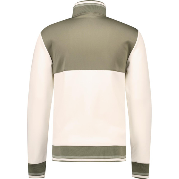 Ellesse Mens Vignola Retro Colour Block Zip Track Jacket in White and Khaki Green