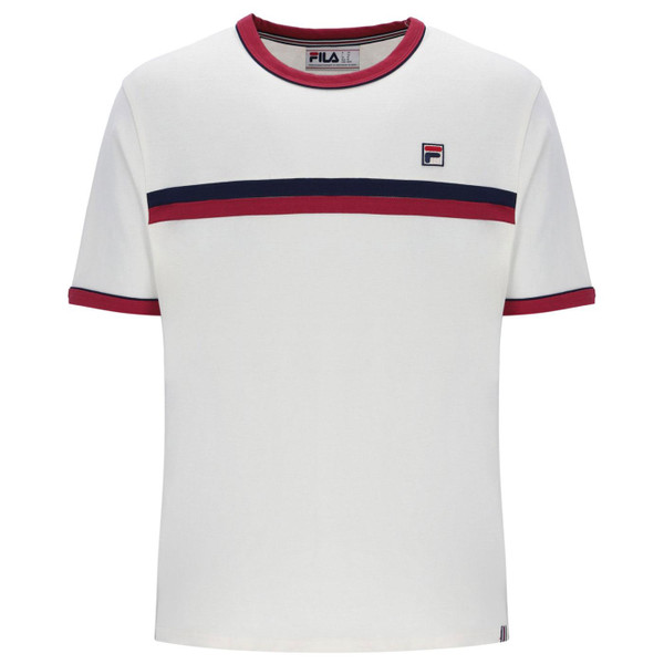 Fila Vintage Rosario Retro 70s Twin Stripe Ringer T-Shirt in Gardenia