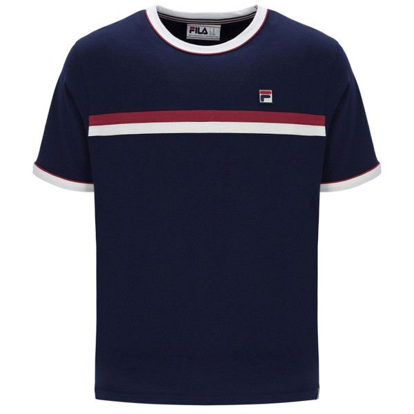 Fila Vintage Rosario Terry Twin Stripe Ringer T-Shirt in Navy