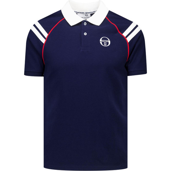 Sergio Tacchini Mens New Cortona Retro 80s Polo T-Shirt in Maritime Blue