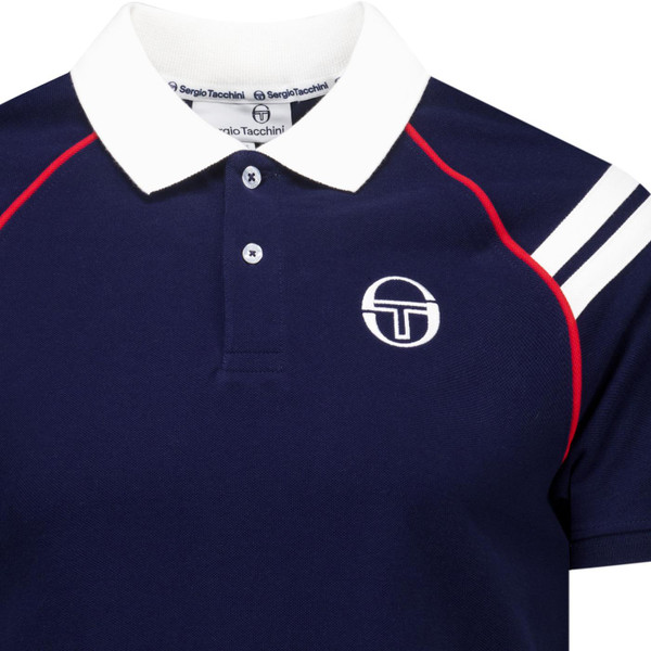 Sergio Tacchini Mens New Cortona Retro 80s Polo T-Shirt in Maritime Blue