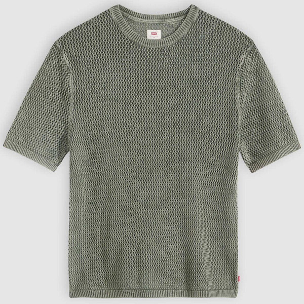 Levi's Stinson Chainmaille Open Gauge Knit Textured Men's Retro T-shirt in Mulled Basil