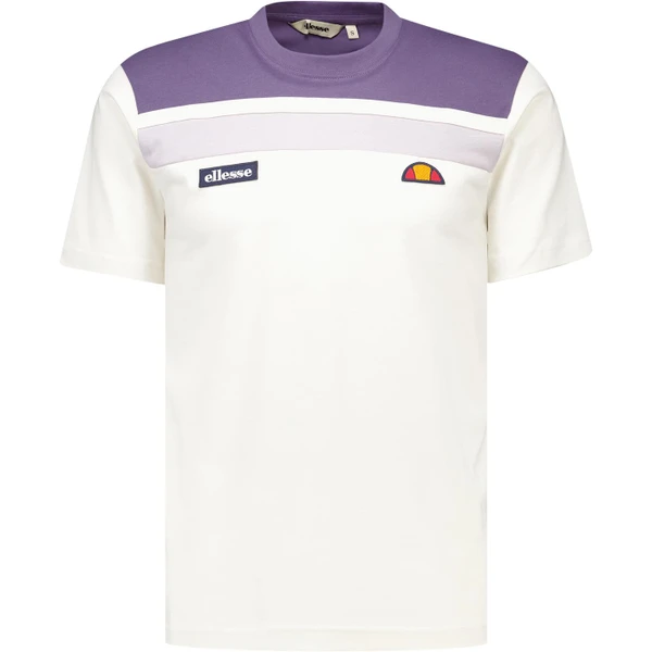 Ellesse Mens Vignola Colour Block Crew Neck T-shirt in Off White and Lilac