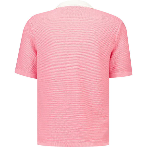 Sergio Tacchini Mens Fratelli Crochet Button Front Resort Shirt in Geranium Pink