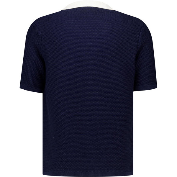 Sergio Tacchini Mens Fratelli Crochet Button Front Resort Shirt in Maritime Blue