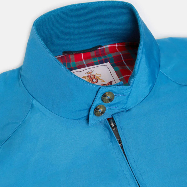 Collar on Baracuta G9 Mod Made in England Harrington in Cornish Blue