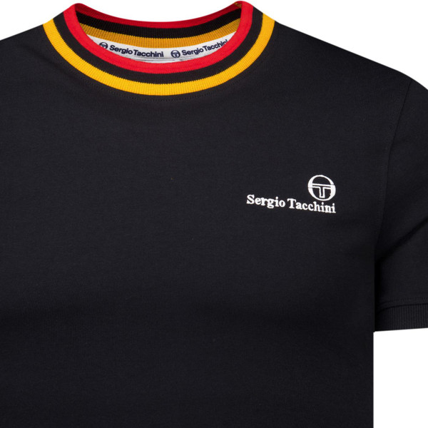 Sergio Tacchini Mens Rainer FC Archivio 80s Tipped T-shirt in Black