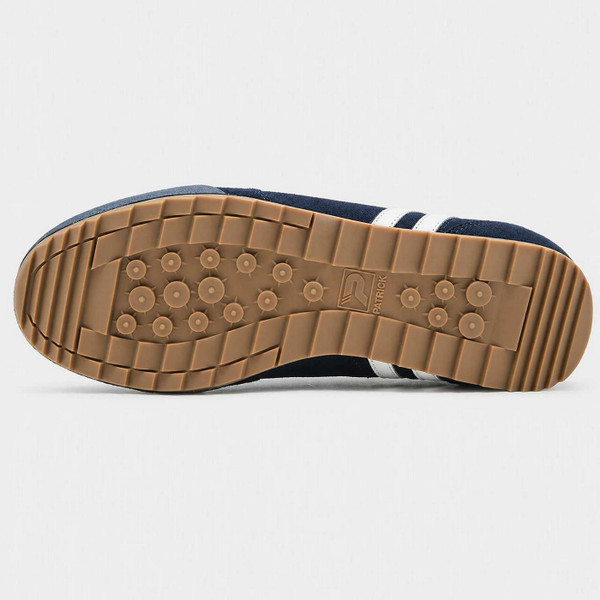 Patrick Rio Runner Men's Retro 1980s Suede Trainers in Navy and White - Outsole
