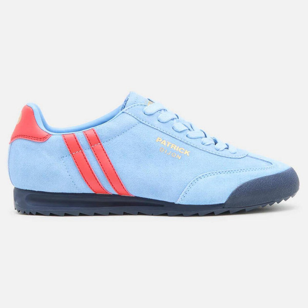 Patrick Dijon Runner Men's Retro Suede Trainers in Sky Blue and Red