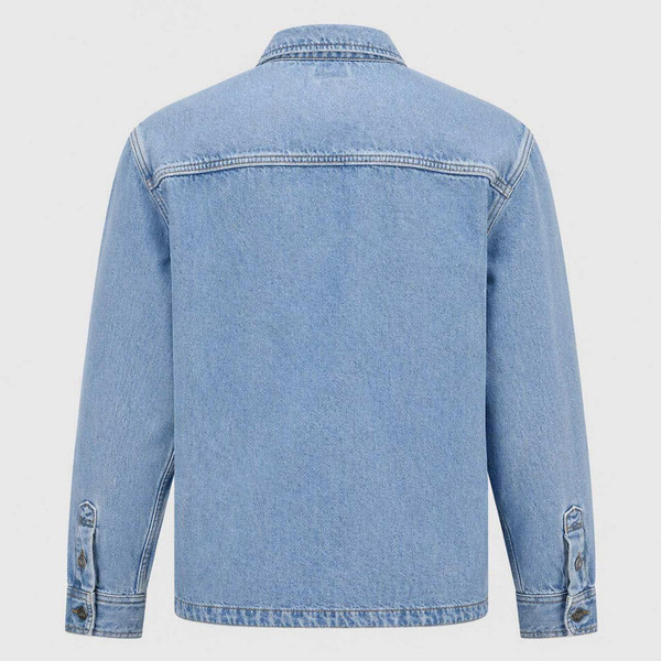 Back of the Lee Jeans Retro Relaxed Fit Denim Workwear Overshirt in Just Me Blue
