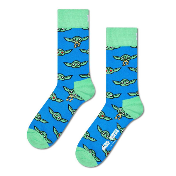 +Star Wars™ x Happy Socks Repeat Grogu Socks in Blue/Green - Main Image