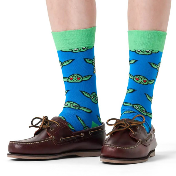 +Star Wars™ x Happy Socks Repeat Grogu Socks in Blue/Green - Second Image