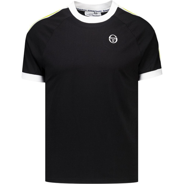 Sergio Tacchini Mens Pino Sleeve Stripe Ringer Neck T-Shirt in Black and White