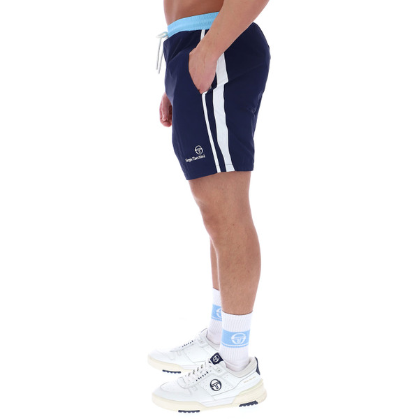 Side of Sergio Tacchini Cortese Men's Retro Swim Shorts in Maritime Blue Navy