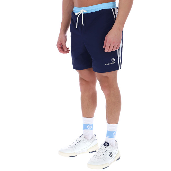 Side of Sergio Tacchini Cortese Men's Retro Swim Shorts in Maritime Blue Navy