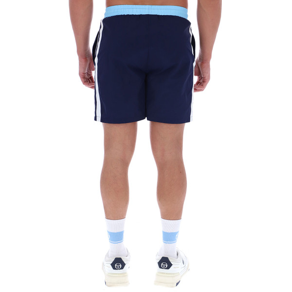 Back of Sergio Tacchini Cortese Men's Retro Swim Shorts in Maritime Blue Navy