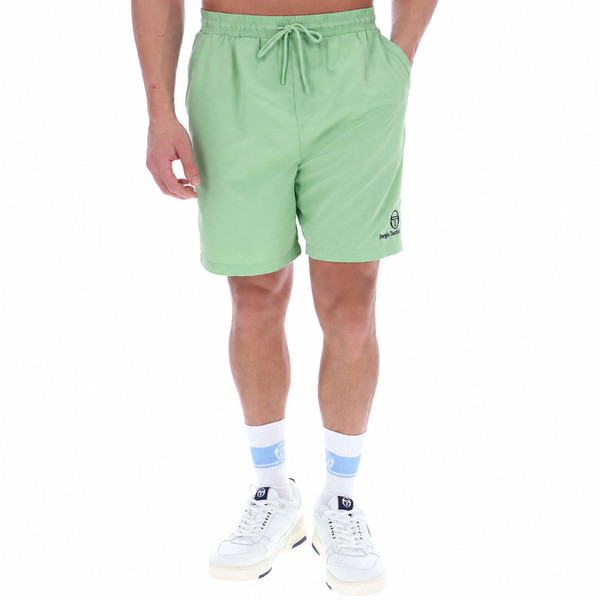 Man wearing Sergio Tacchini Cordosa Men's Swim Shorts in Quiet Green