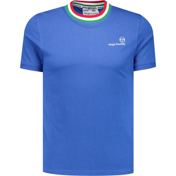 Sergio Tacchini Mens Rainer FC Archivio 80s Tipped T-shirt in Strong Blue