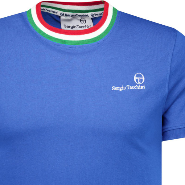 Sergio Tacchini Mens Rainer FC Archivio 80s Tipped T-shirt in Strong Blue