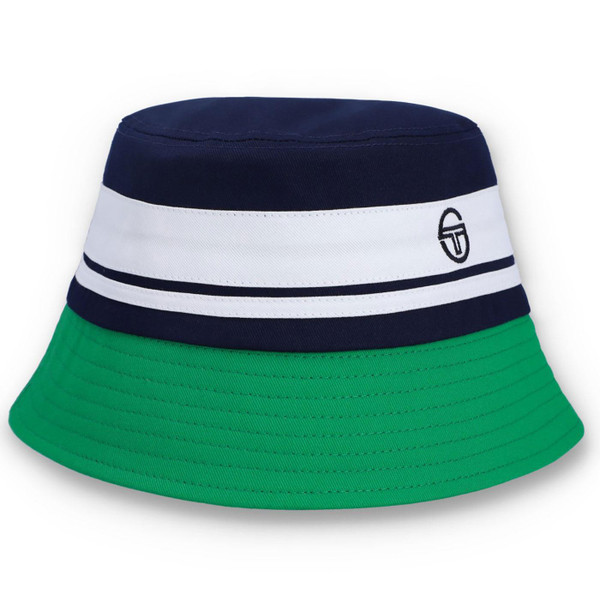 Sergio Tacchini Newsford Retro 90s Bucket Hat in Marine Blue & Green